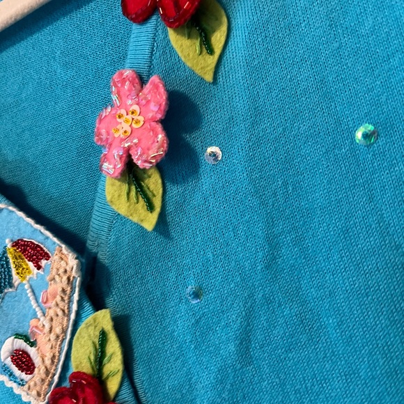 Jack B. Quick Rare Vintage Tropical Beaded Sweater - Picture 11 of 14